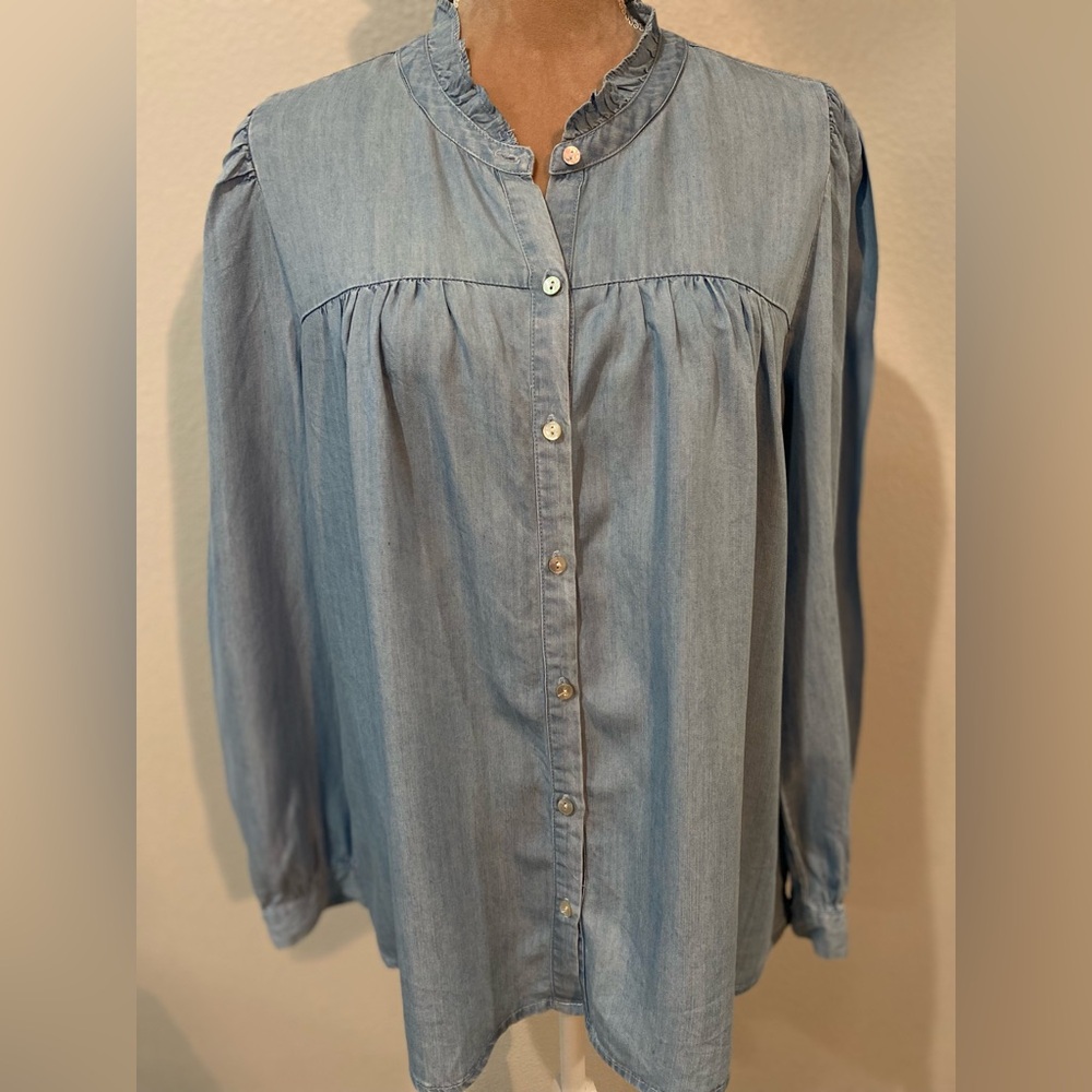 Dear John Blue Button-Up Blouse